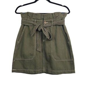 Free People Womens Green Splendor In The Grass Tie Waist Mini Skirt Size 4